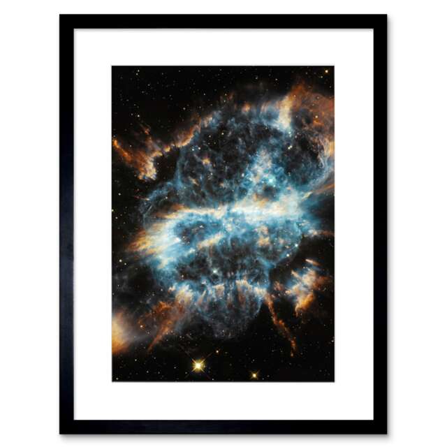 "NASA Hubble Space Planetary Nebula Blue Gas Clouds 9x7"" Black Framed Wall Art Print"