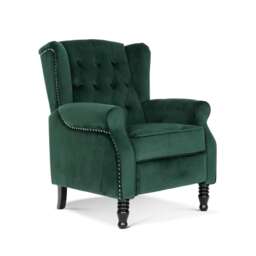 Velvet Bottle Green Marianna Manual Recliner Wingback Chair
