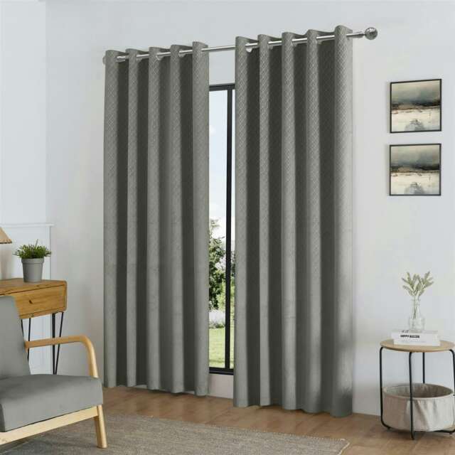 Temple Velvet Ring Top Blackout Curtains - 229cm x 183cm - Silver