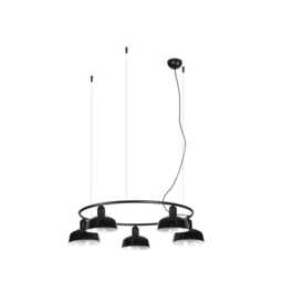 Tatawin Small Pendant Ceiling Light , Gloss Black 5x E27