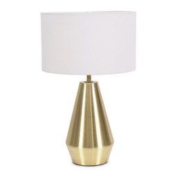 ValueLights Jax Antique Brass Touch Table Lamp White Shade and Bulb