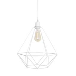 Karo Wire Frame Pendant Ceiling Light White 35cm