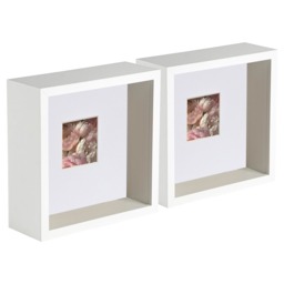 "Nicola Spring 6 x 6"" Deep Photo Frames - White/White Mount - 3D Deep Box Picture Frame Display Case (16 x 16cm) x5"