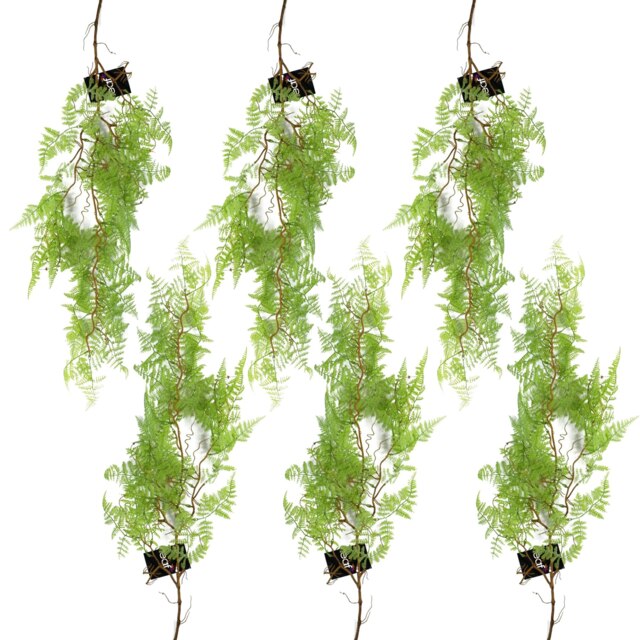 6 x 100cm Hanging Artificial Leaf Maidenhair Fern Plant Light Green