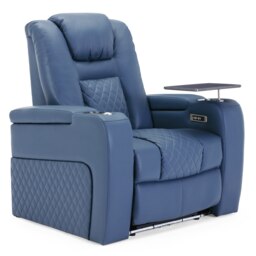 Broadway Cinema Electric Recliner Chair USB Charging LED Base w Tray (Blue)