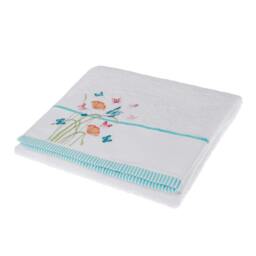 Homescapes Turkish Cotton Embroidered Butterfly White Bath Towel
