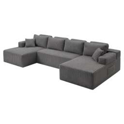 Levede Modular Sectional Sofa Bed 3 Seater U Shaped Convertible Soft Boneless Grey Grey Four Seater