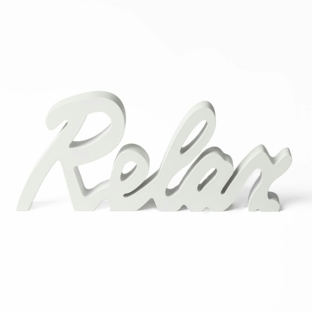 OHS Wooden Home Bathroom Relax Sign Decor Ornament - White