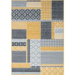 KUKOON Yellow Ochre Grey Traditional Patchwork Area Rug 280cm x 365cm
