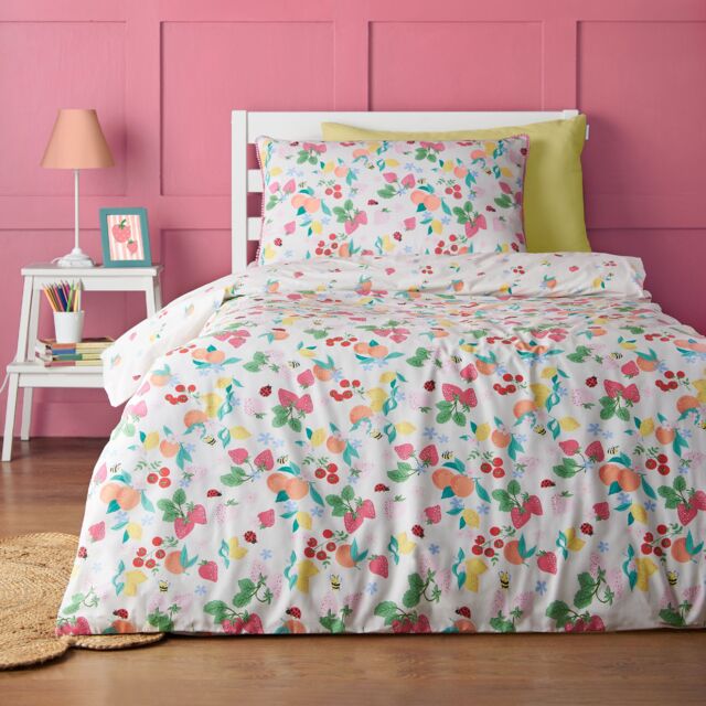 Catherine Lansfield Fruity Friends Reversible Duvet Cover Set Multi Bright Single