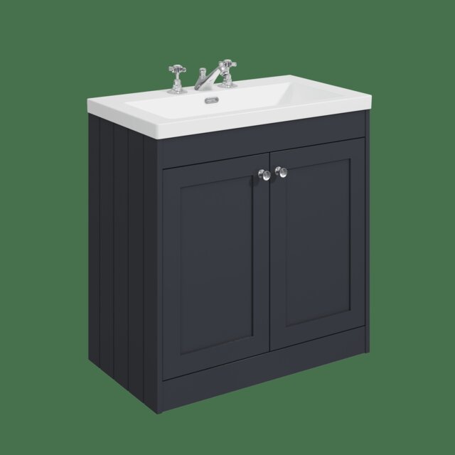 Balterley Floor Standing 2 Door Unit with Minimalist Basin 3 Tap Hole Grey 800 x 800 x 453mm