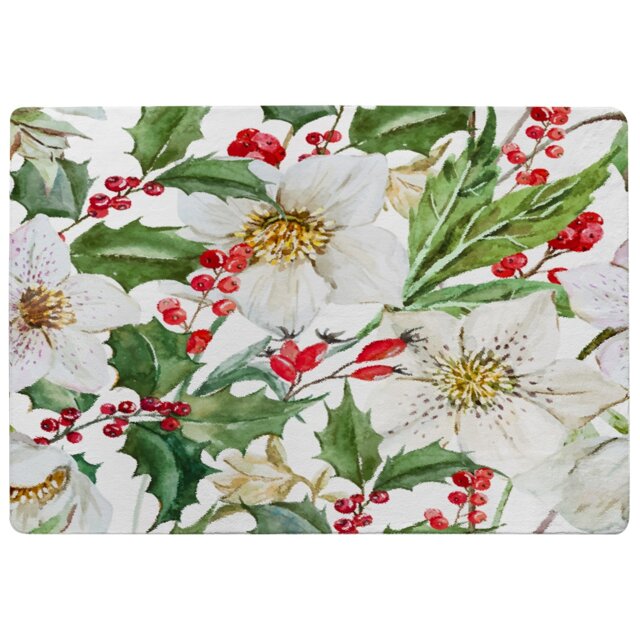 Watercolour Christmas Pattern Designer Rug Multi