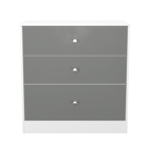 Truro 3 Drawer Deep Chest of Drawers in Uniform Grey & White Matt (Ready Assembled) Grey Uniform Grey & White Matt