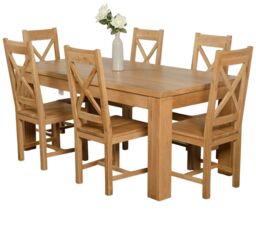 Dakota 182 x 92cm Oak Large Dining Table and 6 Berkeley Chairs Brown Brown
