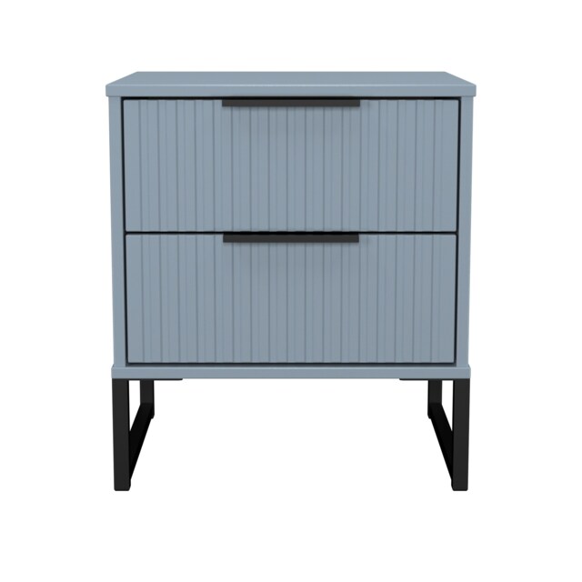 Menai 2 Drawer Compact Bedside Cabinet in Denim Blue (Ready Assembled) Blue Denim Blue