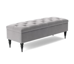 120cm Safar Ottoman bench with Storage and Turned Wooden Legs- Plush Velvet Shoes Bench - Silver Chesterfield Storage Bench