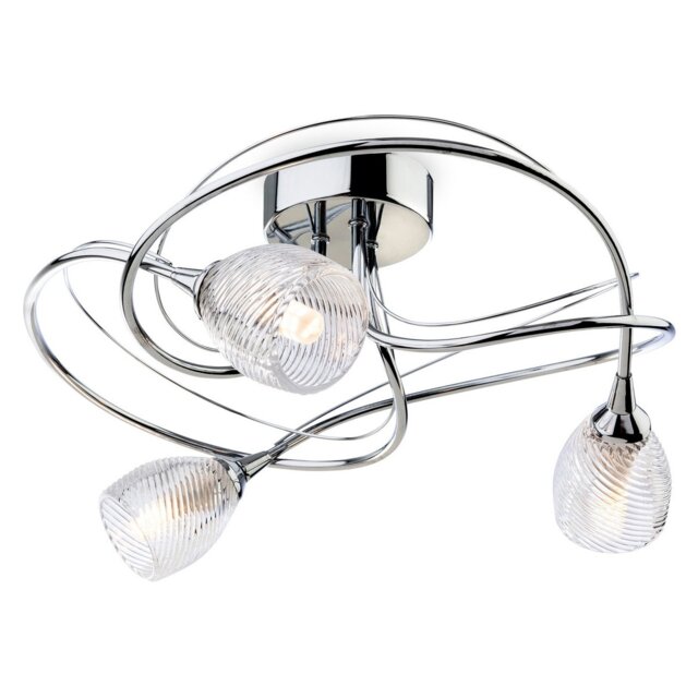 Henley 3 Light Flush Light Chrome, Clear Decorative Glass, G9