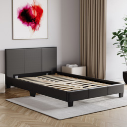 Vida Designs Lisbon 4ft Small Double Bed Faux Leather, Black, 120 x 190cm