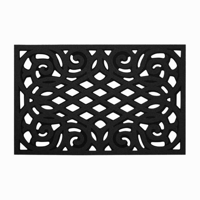 Nicoman Victorian Style Rubber Outdoor Door Mat Black 75 x 44cm