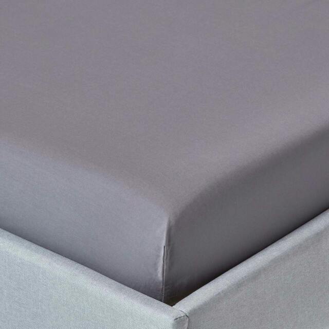 Homescapes Dark Grey Egyptian Cotton Deep Fitted Sheet 200 TC, Double Grey Double