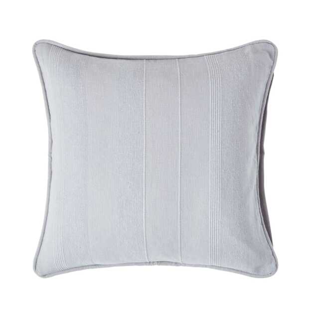 Homescapes Cotton Rajput Ribbed Silver Grey Cushion Cover - 45 x 45 cm Grey Silver Grey 1
