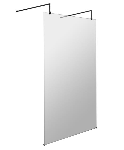 "Balterley Contemporary Wetroom Screen Aluminium - "" Wetroom Screen - FIX024 Black Matt Black"