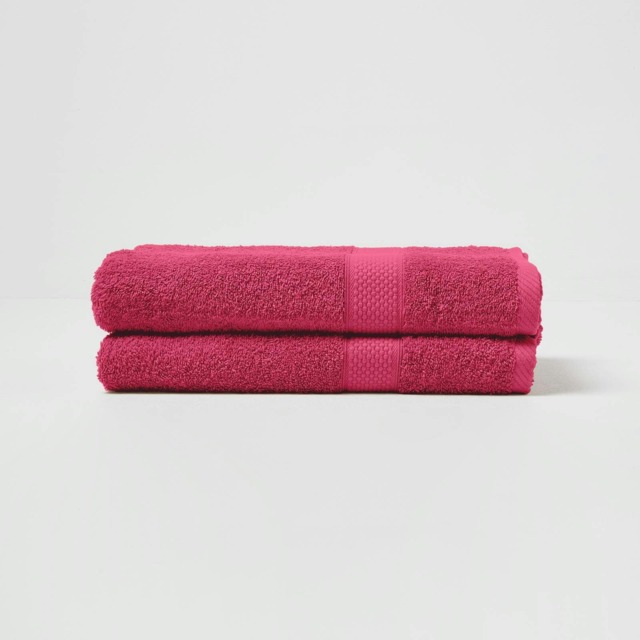 Homescapes Turkish Cotton Bath Towel Set of 2 - Raspberry Pink Bath towel 2