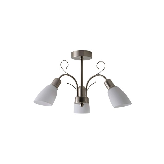 ValueLights Newlyn Brushed Chrome Semi-Flush Light and Bulb