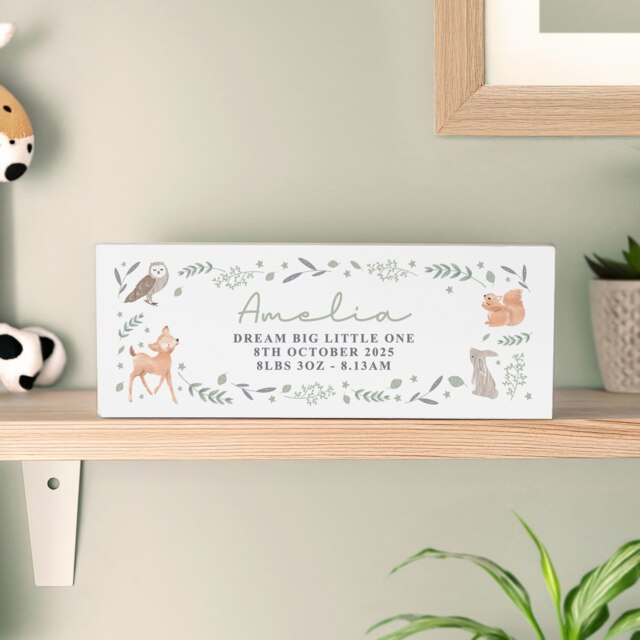 Personalised Woodland Animals Wooden Shelf Ornament