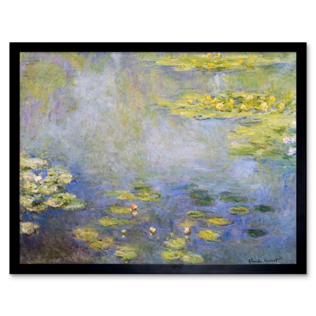 "Claude Monet Water Lilies Home Decor 12x16"" Framed Wall Art Print"