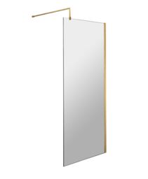 Balterley Toughened Safety Glass Wetroom Screen with Support Bar Copper Brushed Brass