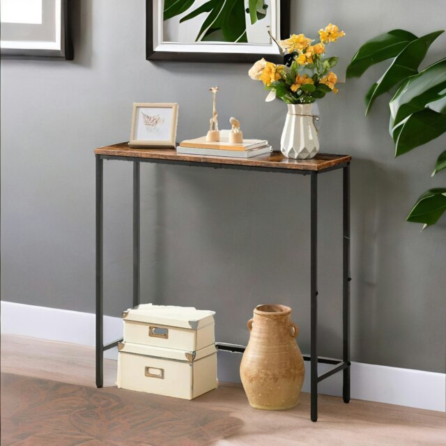 Slim Console Table for Hallway Brown