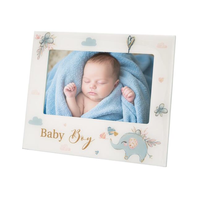 Little ones Boy Little ones Picture Frame with Duck Egg Blue Elephant and Hearts