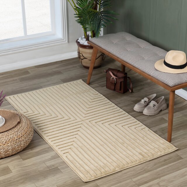 LIVABLISS Le Mans-Modern 3D High & Low Pile Textured In- & Outdoor Rug 80 x 150 cm Beige
