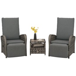Outsunny 3 Pieces Rattan Bistro Set with Cushions for Outdoor, Brown