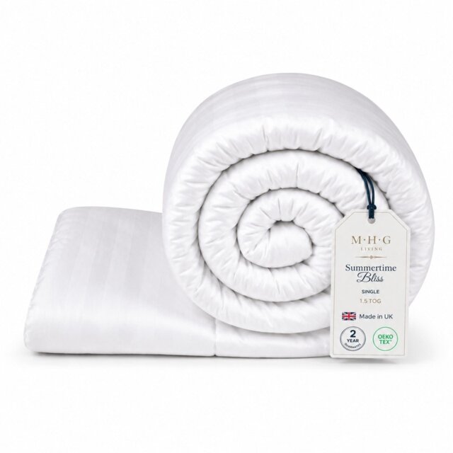 MHG Living 1.5 Tog Summer Duvet – Lightweight Cooling Hollowfibre Quilt for Hot Sleepers White Single
