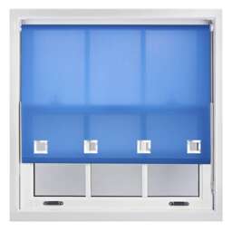 FURNISHED Daylight Roller Blinds with Large Eyelets Cut to Size Sheer Fabric Blue Blue (W) 240cm x (L) 165cm