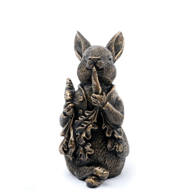 Cane Companions Figurine Bronze Peter Rabbit Eating Radishes