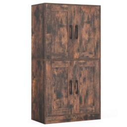 COSTWAY Pantry Cabinet Floor Storage Cabinet with Doors Brown