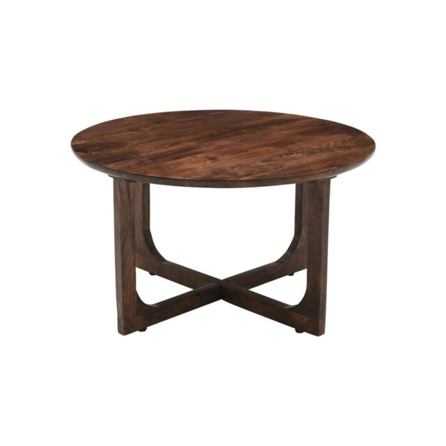 Monco Natural Mango Wood Round Coffee Table - Dark Brown