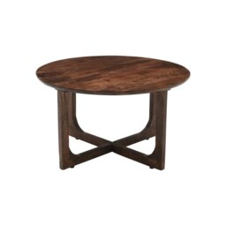 Monco Natural Mango Wood Round Coffee Table - Dark Brown