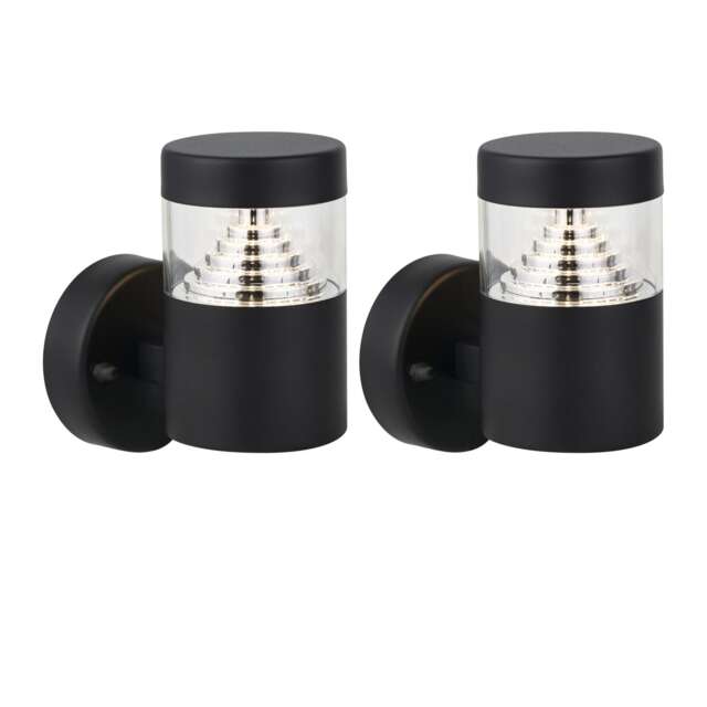 Set of 2 Pyramid - Black LED Outdoor Wall Lights
