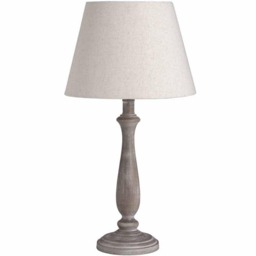 Teos Table Lamp - Linen - Wood - L25 x W25 x H47 cm - Beige - Brown