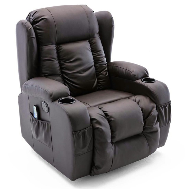 Caesar Electric Bonded Leather Automatic Recliner Heat & Massage Chair (Brown)