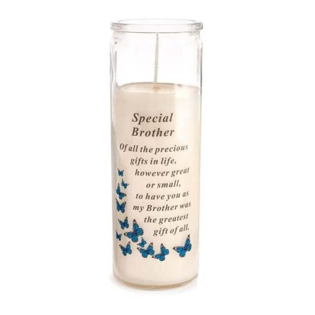 David Fischhoff Memorial Glass Candle - Special Brother White