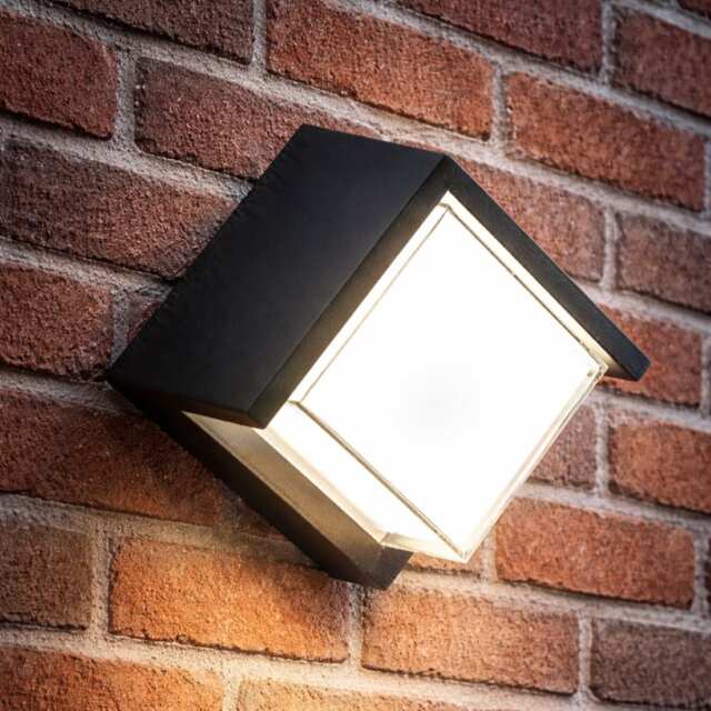 CGC Lighting Sophia Square Black and White LED Wall and Ceiling Light Multi Black Height: 16 cm, width: 16 cm, depth: 10 cm