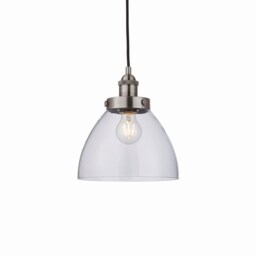 Hansen Dome Pendant Light Brushed Silver Paint, Clear Glass