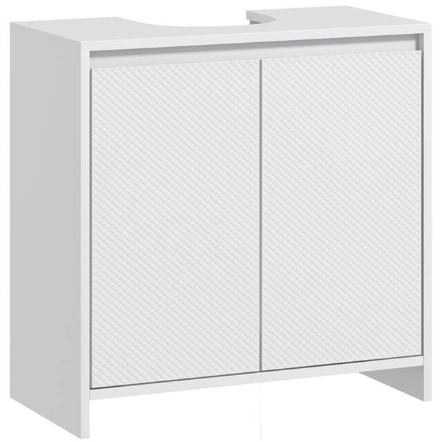 HOMCOM Freestanding Under Sink Cabinet with 2 Doors and Shelf, White White