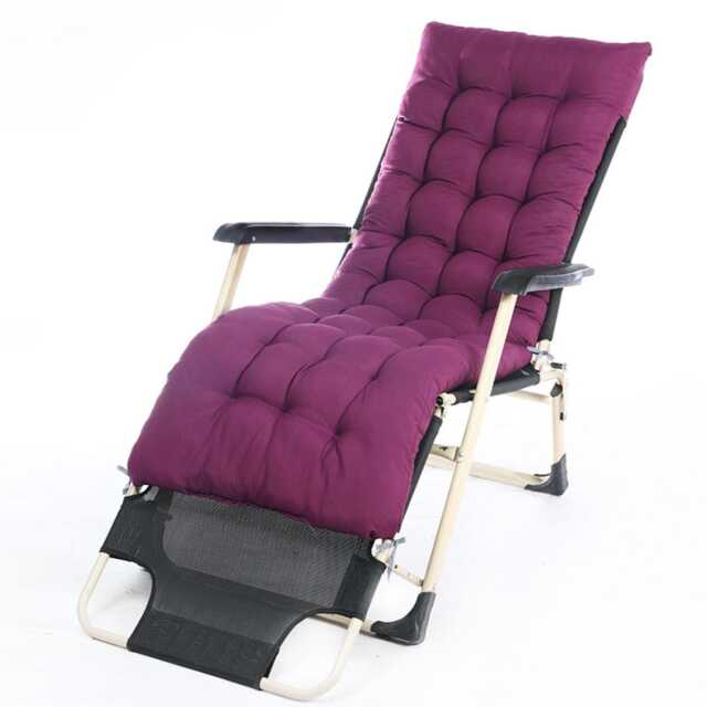 Pack of 2 Sun Lounger Cushion Pad for Garden Recliner Chair Purple Purple