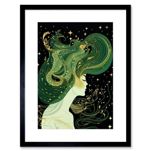 "Northern Lights Mother Nature Art 9x7"" Black Framed Wall Art Print"